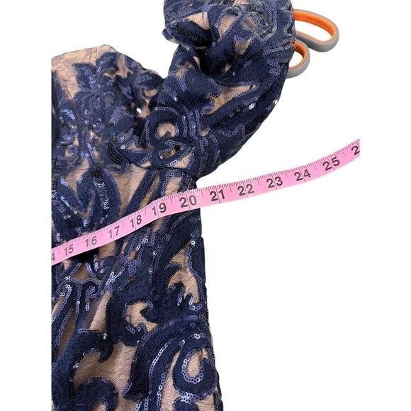 R&M Richard’s Navy Blue Sparkle Sequin High Low Formal Dress Womens Plus SZ 16 - Picture 6 of 9